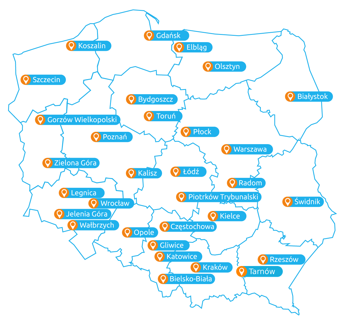 Mapa sądów upadłościowych w Polsce – 31 miejscowości, w tym Tarnów