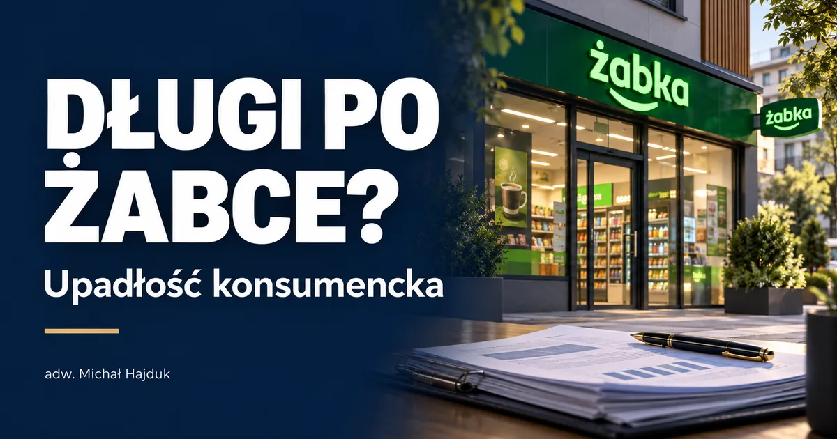 Długi po Żabce – upadłość konsumencka franczyzobiorcy; ilustracja sklepu i dokumentów rozliczeniowych
